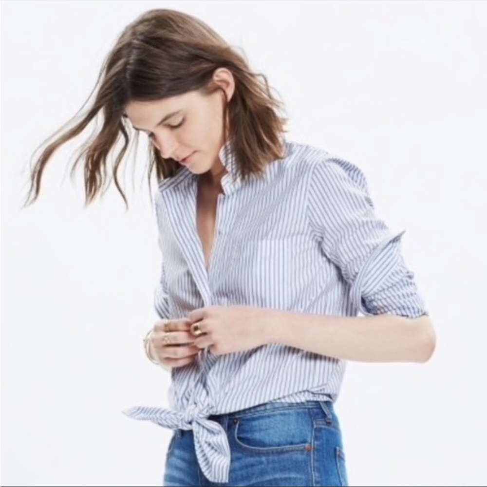 Madewell bookend stripe tie button down - Picture 3 of 5